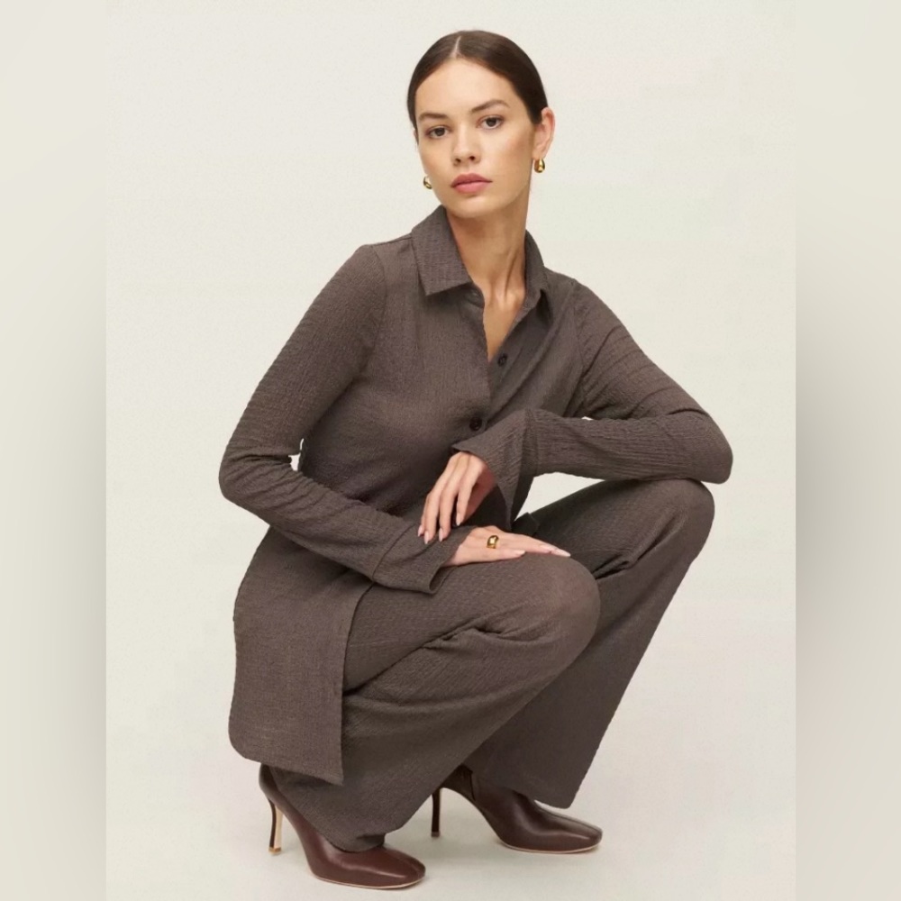 NEW Reformation Darian Knit Two Pieces Set - Oak Brown